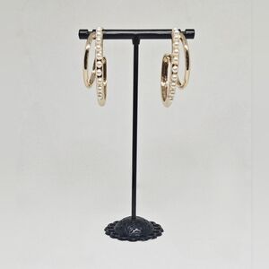 Gold Hoop Earrings with Faux Pearl Accents – Classic Elegant Jewelry